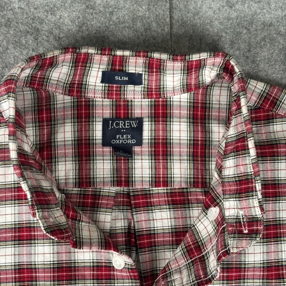 J Crew Oxford Button Down Shirt Men's L Red Plaid Long Sleeve - Picture 3 of 9